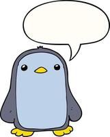 cute cartoon penguin and speech bubble vector