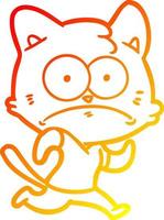 warm gradient line drawing cartoon nervous cat vector