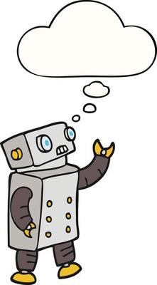 cartoon robot and thought bubble