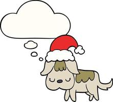 cute christmas dog and thought bubble vector