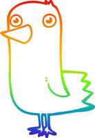 rainbow gradient line drawing cartoon bird vector