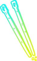 cold gradient line drawing cartoon wooden chopsticks vector