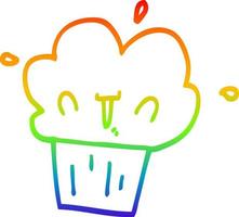 rainbow gradient line drawing cartoon cupcake vector