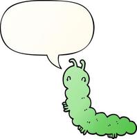 cartoon caterpillar and speech bubble in smooth gradient style vector