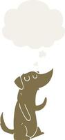 cartoon dog and thought bubble in retro style vector
