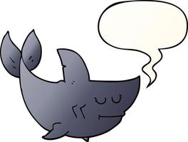 cartoon shark and speech bubble in smooth gradient style vector