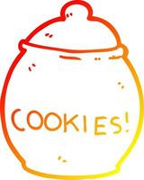 warm gradient line drawing cartoon cookie jar vector