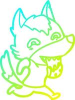 cold gradient line drawing cartoon hungry wolf vector