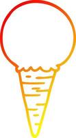 warm gradient line drawing cartoon ice cream cone vector