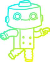 cold gradient line drawing cartoon robot vector
