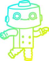 cold gradient line drawing cartoon robot vector