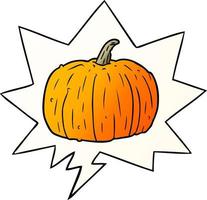cartoon halloween pumpkin and speech bubble in smooth gradient style vector