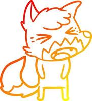 warm gradient line drawing angry cartoon fox vector