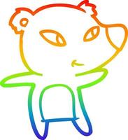 dibujo de línea de gradiente de arco iris lindo oso de dibujos animados vector