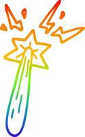 rainbow gradient line drawing cartoon magic wand vector