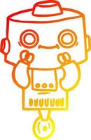 warm gradient line drawing cartoon robot vector