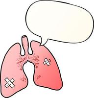pulmones de dibujos animados y burbujas de habla en estilo degradado suave vector