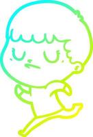 cold gradient line drawing cartoon grumpy boy vector