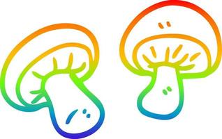 rainbow gradient line drawing cartoon mushrooms vector