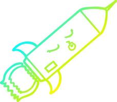 cold gradient line drawing cartoon rocket vector