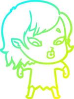 cold gradient line drawing cute cartoon vampire girl vector