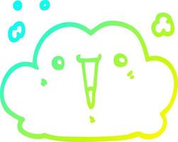 cold gradient line drawing cute cartoon cloud vector