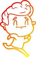 warm gradient line drawing running cartoon man vector