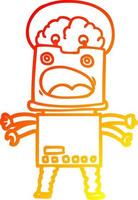 warm gradient line drawing cartoon robot vector