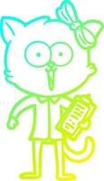 cold gradient line drawing cartoon cat vector