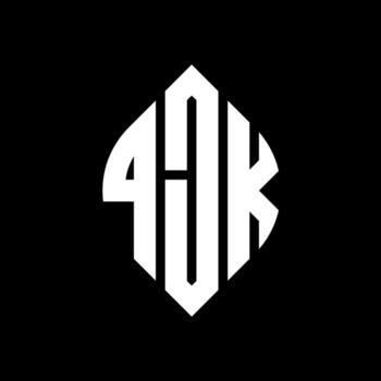 QJK circle letter logo design with circle and ellipse shape. QJK ellipse letters with typographic style. The three initials form a circle logo. QJK Circle Emblem Abstract Monogram Letter Mark Vector. vector