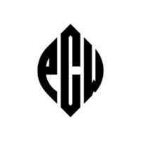 diseño de logotipo de letra de círculo pcw con forma de círculo y elipse. pcw letras elipses con estilo tipográfico. las tres iniciales forman un logo circular. vector de marca de letra de monograma abstracto del emblema del círculo pcw.