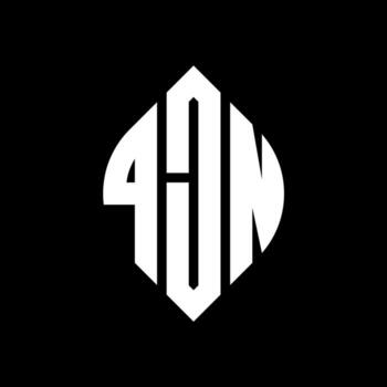 diseño de logotipo de letra de círculo qjn con forma de círculo y elipse. qjn letras elipses con estilo tipográfico. las tres iniciales forman un logo circular. vector de marca de letra de monograma abstracto del emblema del círculo qjn.