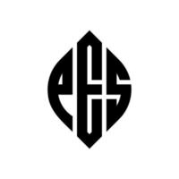 PES circle letter logo design with circle and ellipse shape. PES ellipse letters with typographic style. The three initials form a circle logo. PES Circle Emblem Abstract Monogram Letter Mark Vector. vector