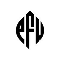 pfw diseño de logotipo de letra circular con forma de círculo y elipse. pfw letras elipses con estilo tipográfico. las tres iniciales forman un logo circular. pfw círculo emblema resumen monograma letra marca vector. vector
