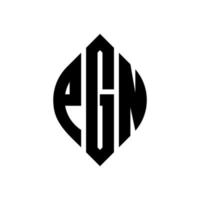 diseño de logotipo de letra de círculo pgn con forma de círculo y elipse. pgn letras elipses con estilo tipográfico. las tres iniciales forman un logo circular. vector de marca de letra de monograma abstracto del emblema del círculo pgn.