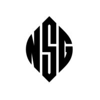 NSG circle letter logo design with circle and ellipse shape. NSG ellipse letters with typographic style. The three initials form a circle logo. NSG Circle Emblem Abstract Monogram Letter Mark Vector. vector
