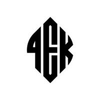 QEK circle letter logo design with circle and ellipse shape. QEK ellipse letters with typographic style. The three initials form a circle logo. QEK Circle Emblem Abstract Monogram Letter Mark Vector. vector