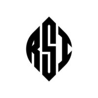 RSI circle letter logo design with circle and ellipse shape. RSI ellipse letters with typographic style. The three initials form a circle logo. RSI Circle Emblem Abstract Monogram Letter Mark Vector. vector