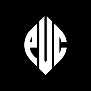 PVC circle letter logo design with circle and ellipse shape. PVC ellipse letters with typographic style. The three initials form a circle logo. PVC Circle Emblem Abstract Monogram Letter Mark Vector