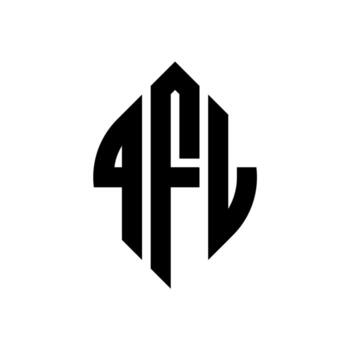 QFL circle letter logo design with circle and ellipse shape. QFL ellipse letters with typographic style. The three initials form a circle logo. QFL Circle Emblem Abstract Monogram Letter Mark Vector. vector