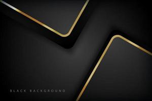 Modern abstract black background with gold line composition vector