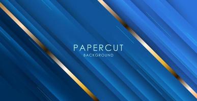 blue gradient diagonal stretch light and shadow with gold line shapes background. eps10 vector