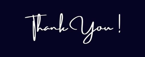 Thank you lettering white text handwriting calligraphy isolated on black background vector