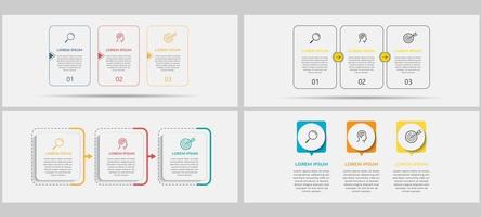 conjunto de infografías de negocios con 3 opciones o pasos vector