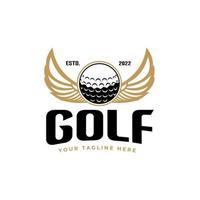 Golf ball wing illustration logo design and modern golf club vector suitable for sports club training business