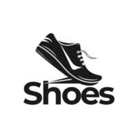 Creative abstract black silhouette running shoe design logo design template vector