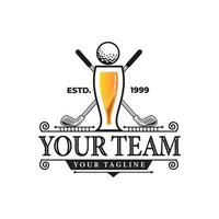 Restaurant Golf Bar with vintage Golf Ball logo design vector