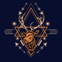 deer head with sacred geometry for wallpaper background vector