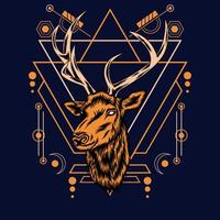 deer head with sacred geometry for wallpaper background vector