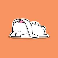 vector illustration of cute white bunny sleeping